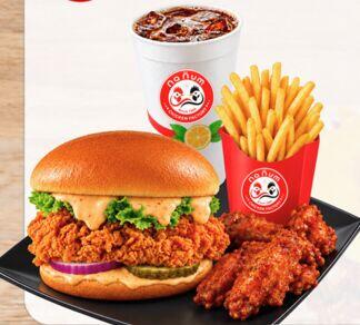 Beef Burger-5pc Wings w Drinks